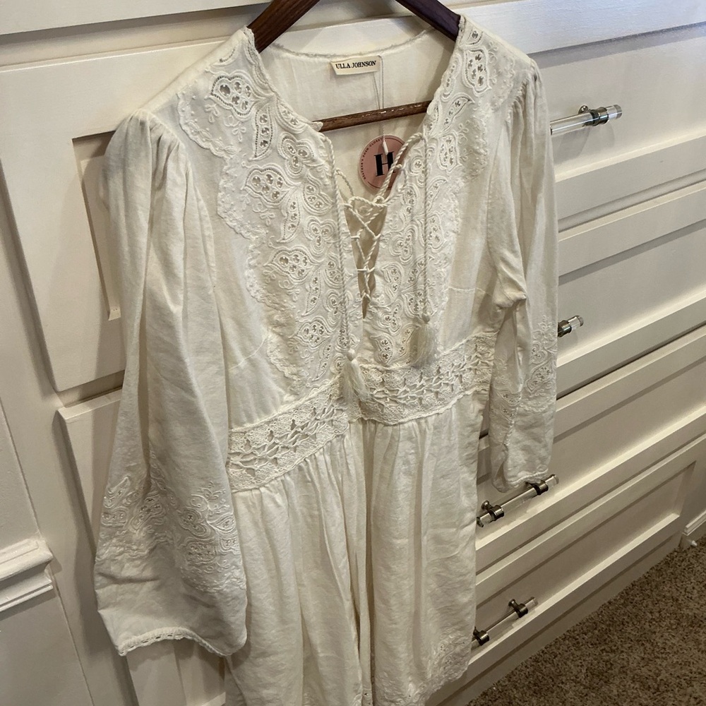 Ulla Johnson White Lace-Up Embroidered dress - Picture 5 of 11